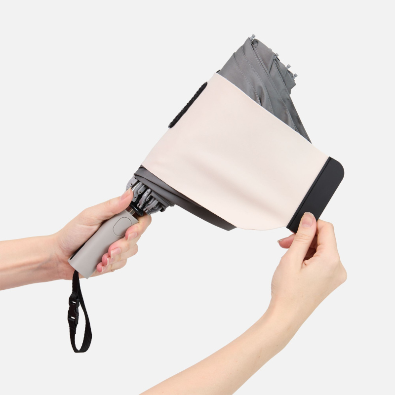 Зонт-автомат обратного сложения Easyroll, бежевый, серый, черный. Артикул р22323