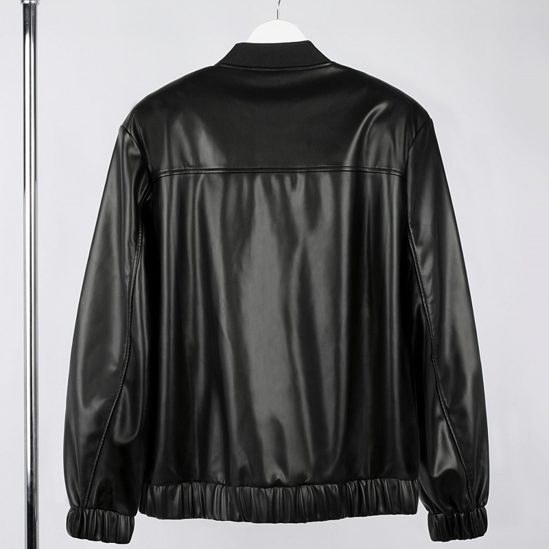 Бомбер из искусственной кожи Univer, серый, черный. Артикул р17402