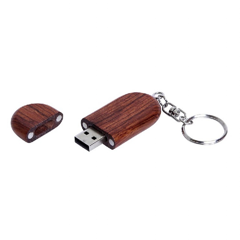 USB 2.0 - флешка на 16 Гб овальной формы и колпачком с магнитом, натурально-бежевый, натурально-коричневый. Артикул о7004.16