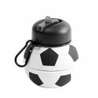 Складная бутылка для воды Football Flex, белая с черным. Артикул р17492.63