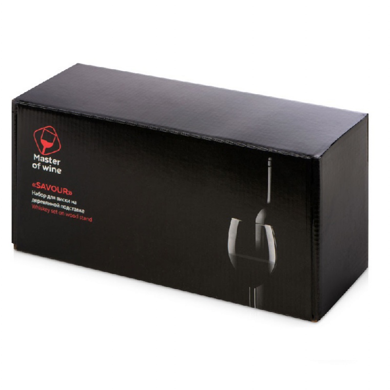 Набор для виски и коктейлей на подставке из дуба «Savour». Артикул о687317