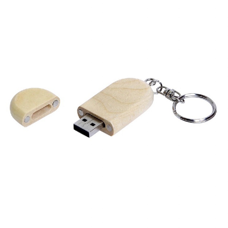 USB-флешка на 32 Гб овальной формы и колпачком с магнитом, натурально-коричневый, натурально-бежевый. Артикул о7004.32