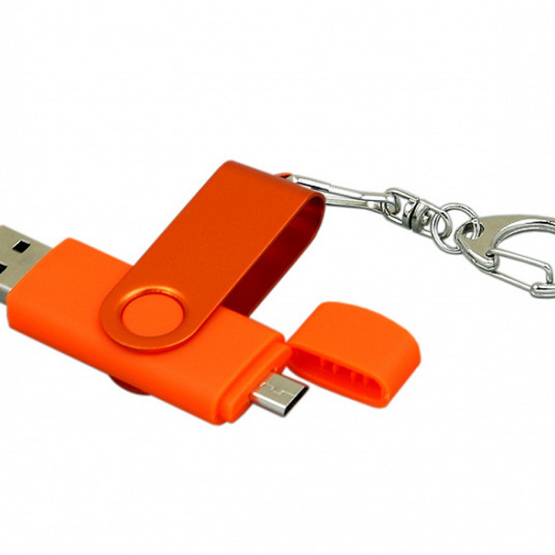 USB 2.0- флешка на 16 Гб с поворотным механизмом и дополнительным разъемом Micro USB, 6 цветов. Артикул о7031.16