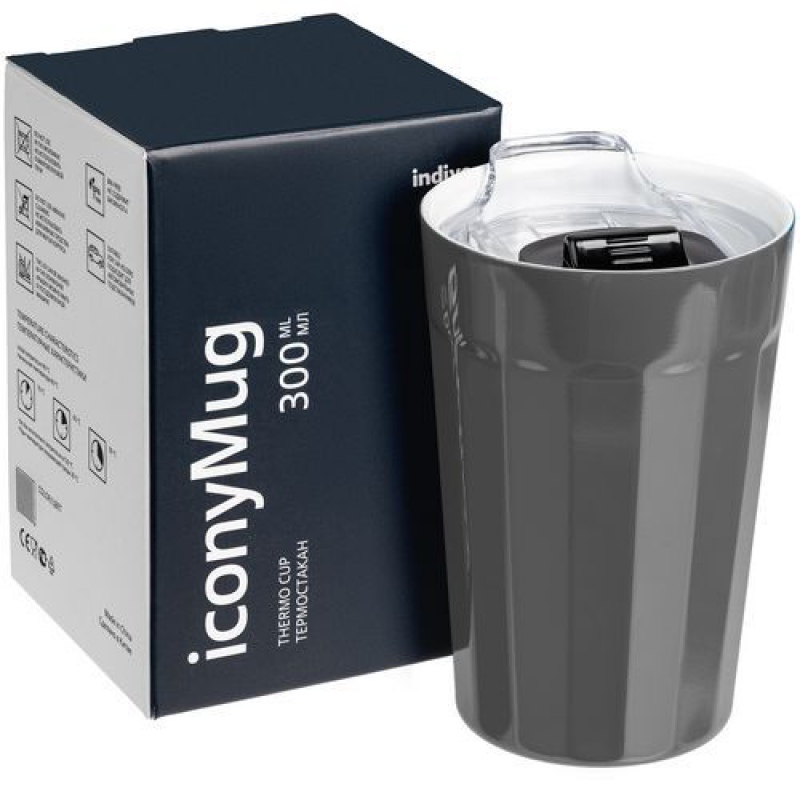 Термостакан iconyMug, темно-синий, серый, черный, белый. Артикул р7498
