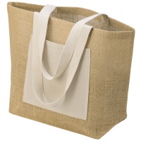 Сумка Jute джутовая с широким дном и карманом, натуральный. Артикул о995031