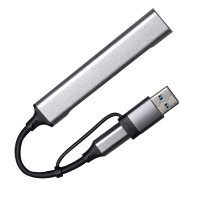 USB-хаб BRANCH 4 в 1, серый, алюминий. Артикул и19343/29