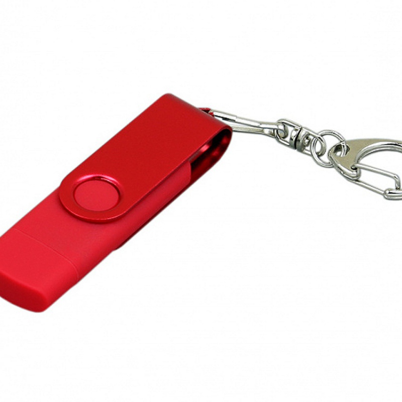 USB 2.0- флешка на 16 Гб с поворотным механизмом и дополнительным разъемом Micro USB, 6 цветов. Артикул о7031.16