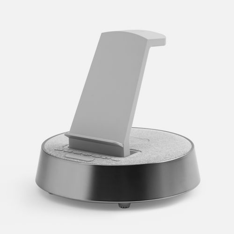 Bluetooth-колонка с беспроводной зарядкой и часами netEnergy, серая. Артикул р16847.10