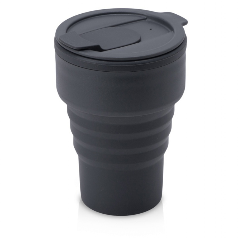 Силиконовый складной стакан «GoCup», индиго, темно-серый, бежевый. Артикул о82763