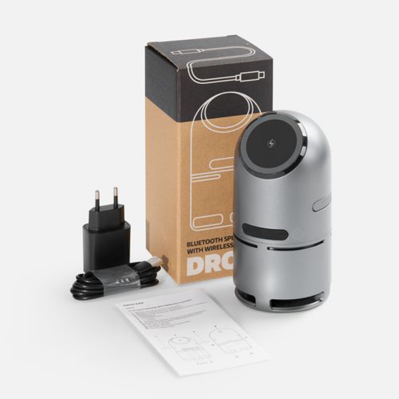 Bluetooth-колонка с беспроводной зарядкой Droid, серая. Артикул р17587.10