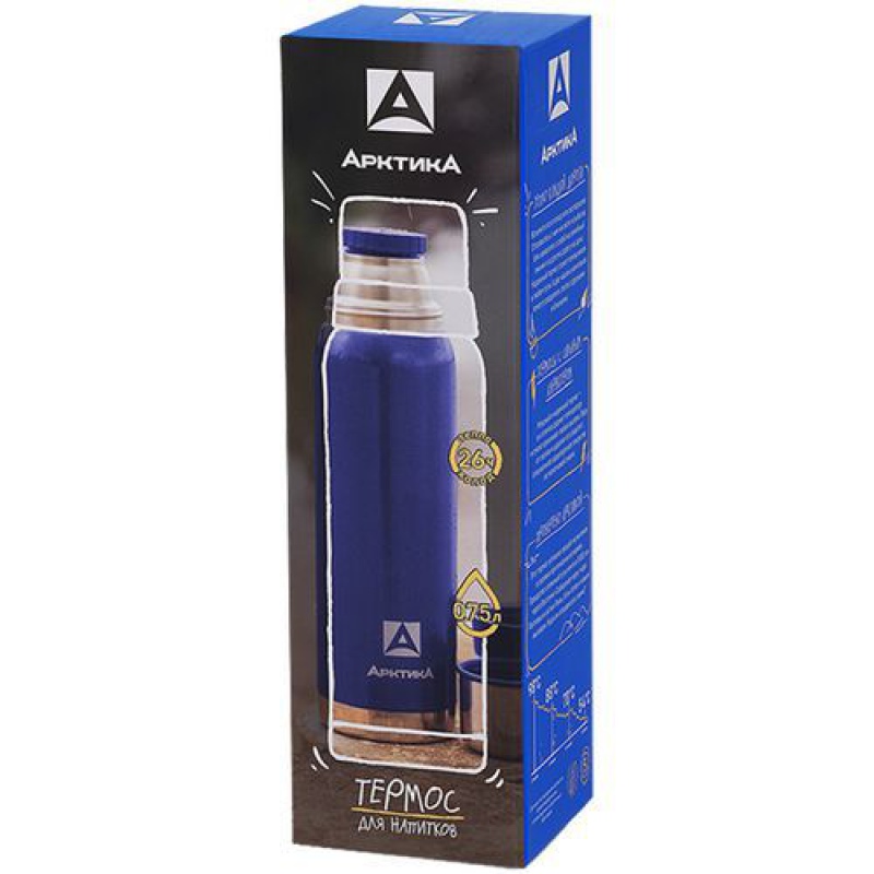 Термос «Арктика Hammerite 750», черный, серебристый, синий,красный. Артикул р13665