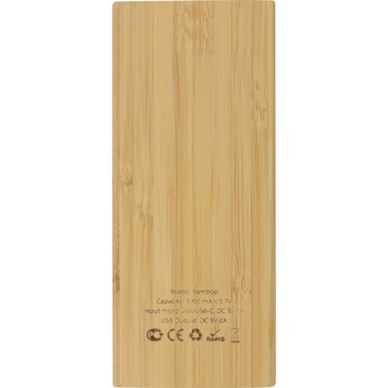 Внешний аккумулятор из бамбука «Bamboo», 5000 mAh. Артикул о392399