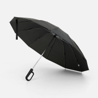 Зонт обратного сложения inLoop с ручкой-карабином, черный, темно-синий. Артикул р22329