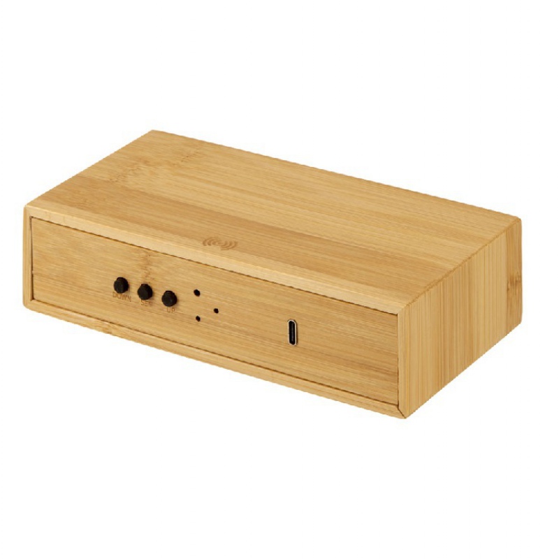 Часы настольные с беспроводной зарядкой «Index», 10 Вт, натуральный, черный. Артикул о975639