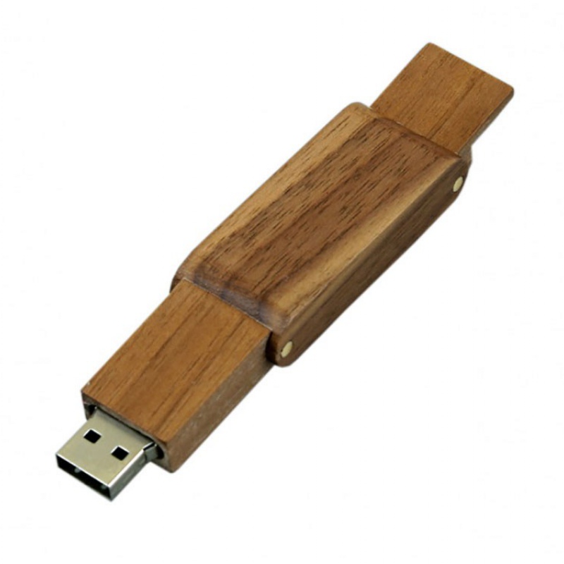 USB 2.0- флешка на 16 Гб прямоугольной формы с раскладным корпусом, коричневый, белый. Артикул о7005.16
