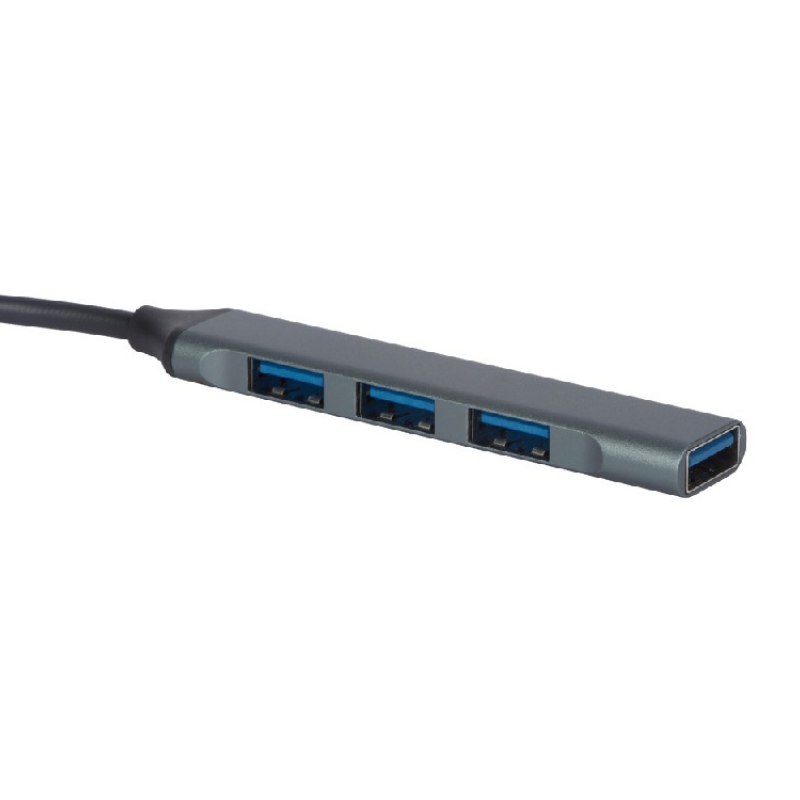 USB-хаб «Link» с коннектором 2-в-1 USB-C и USB-A, 2.0/3.0, серый, черный. Артикул о97565