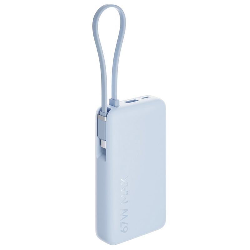 Внешний аккумулятор со встроенным кабелем Xiaomi 67W Power Bank (Integrated Cable), 10000 мАч, голубой, бежевый. Артикул о59602 