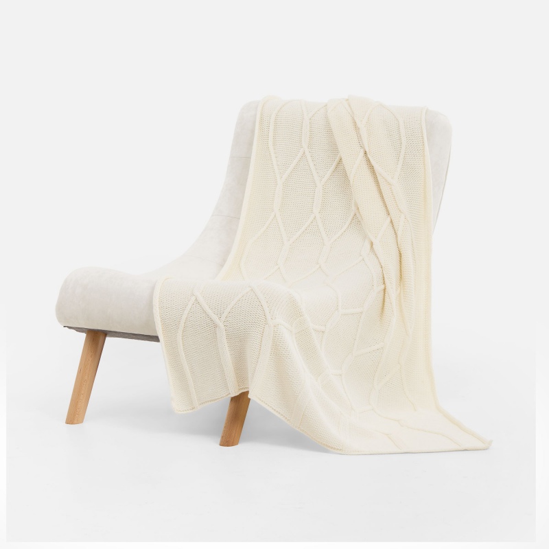 Плед Curve Verve, бежевый меланж, молочно-белый, серый меланж (маренго). Артикул р20706