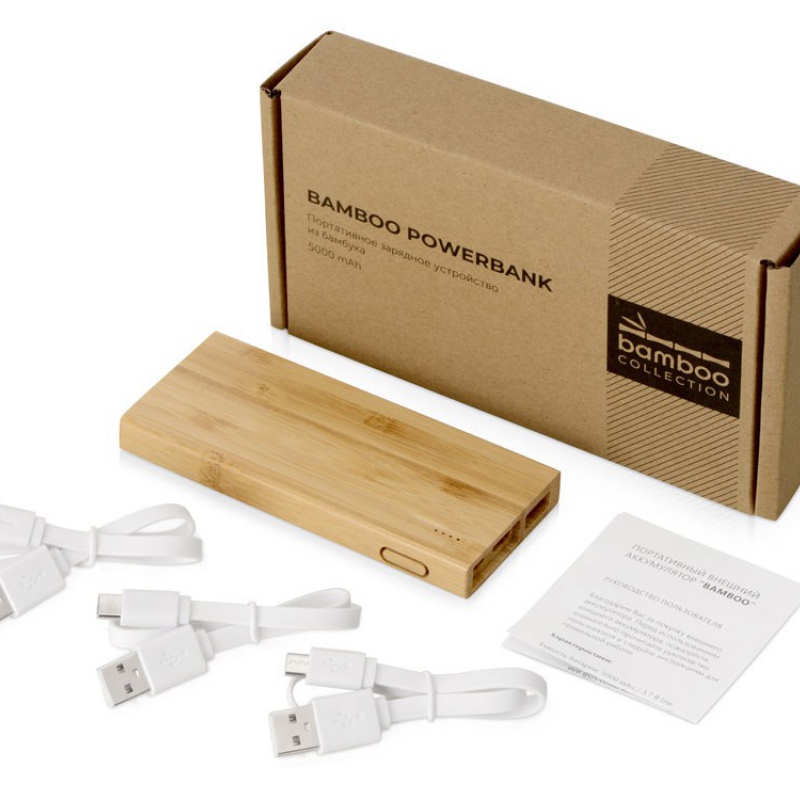 Внешний аккумулятор из бамбука «Bamboo», 5000 mAh. Артикул о392399