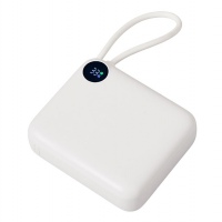 Внешний аккумулятор со встроенным кабелем «Liri», QC/PD, 10000 мАч, белый, черный. Артикул о87291