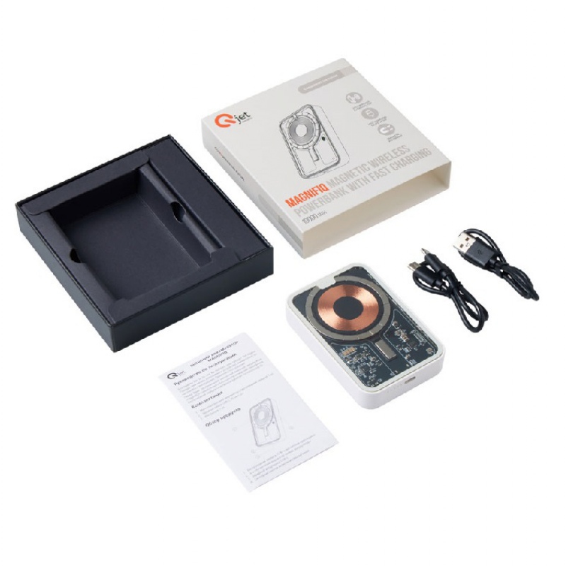 Беспроводной магнитный внешний аккумулятор с QC\PD «MagnifIQ», 10000 мАч, 15 Вт, черный, белый. Артикул о59712