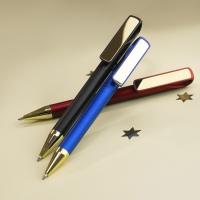 Ручка шариковая GLOSSY GOLD, красный, сизый, черный /золотистый. Артикул и38027