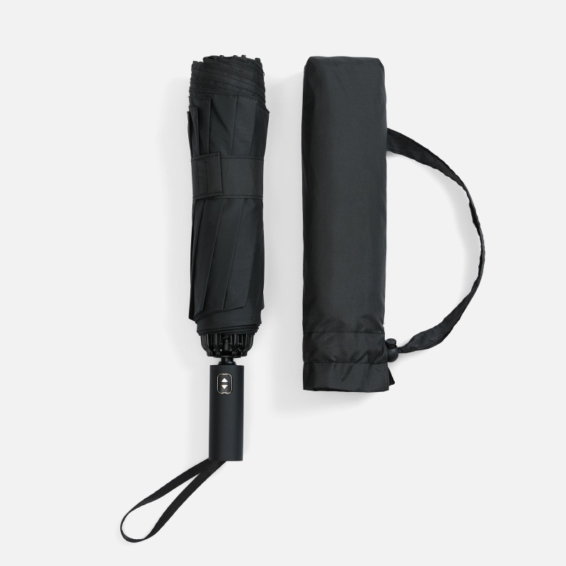 Зонт обратного сложения twoGether с двойным куполом, черный, темно-синий. Артикул р22330