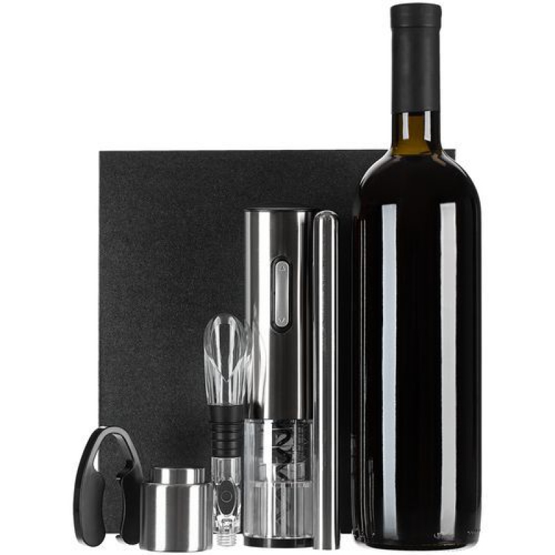 Винный набор Wine Diesel, серебристый, черный. Артикул р20051