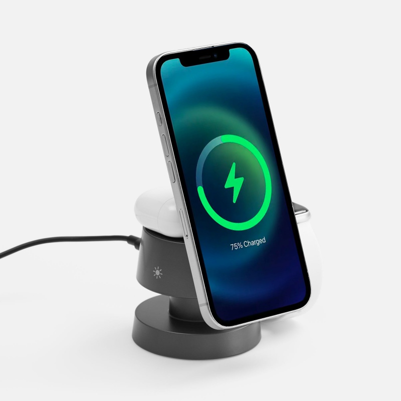 Станция беспроводной зарядки с подсветкой Lume, серая. Артикул р18394.10